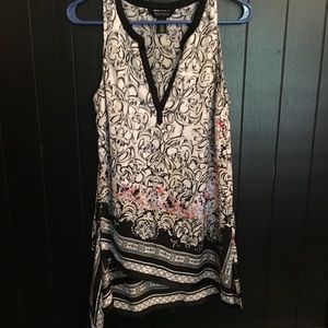 White|Black long flowy tank.